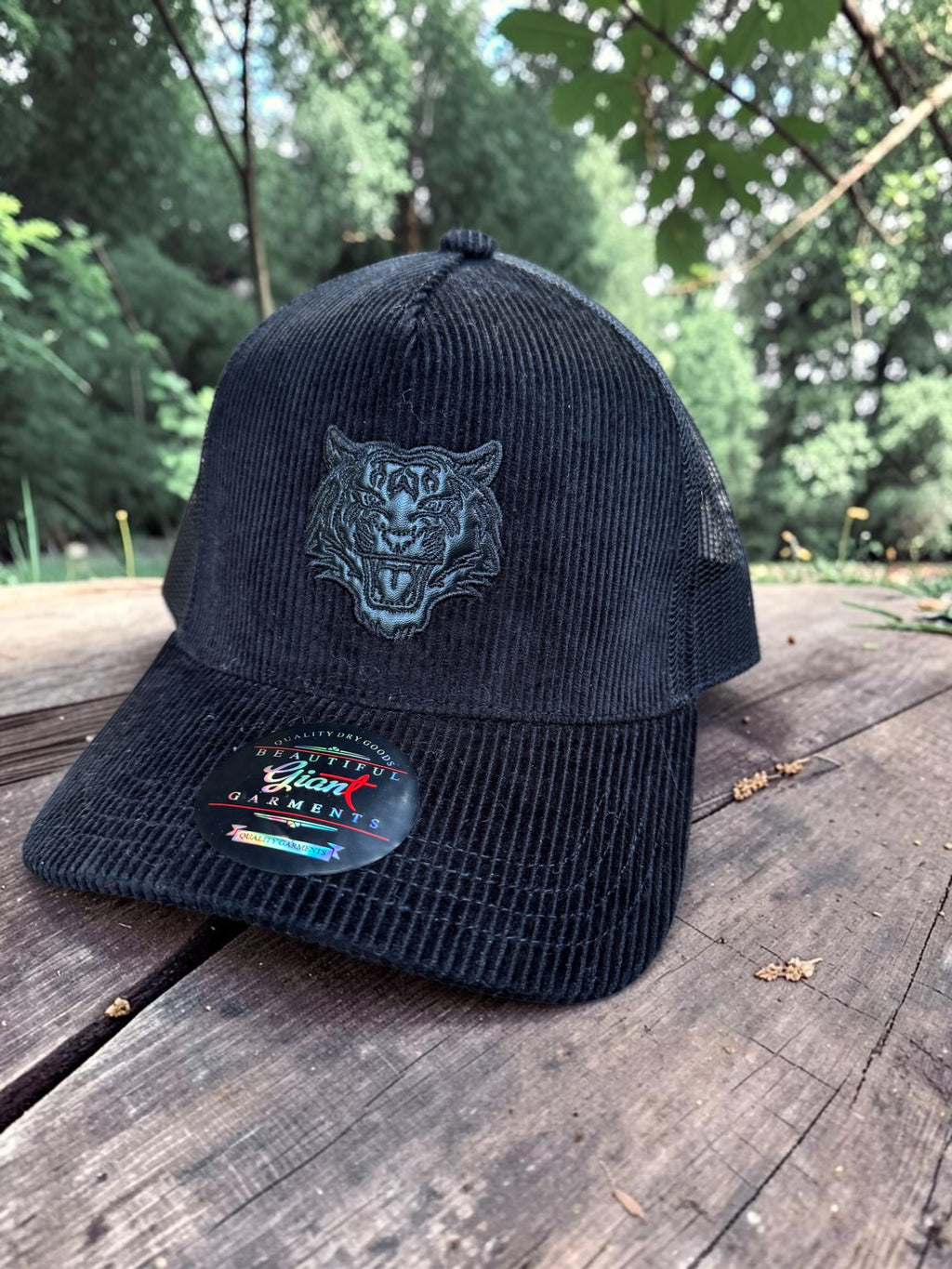 Black Suede Textured Awesome Tiger Cap