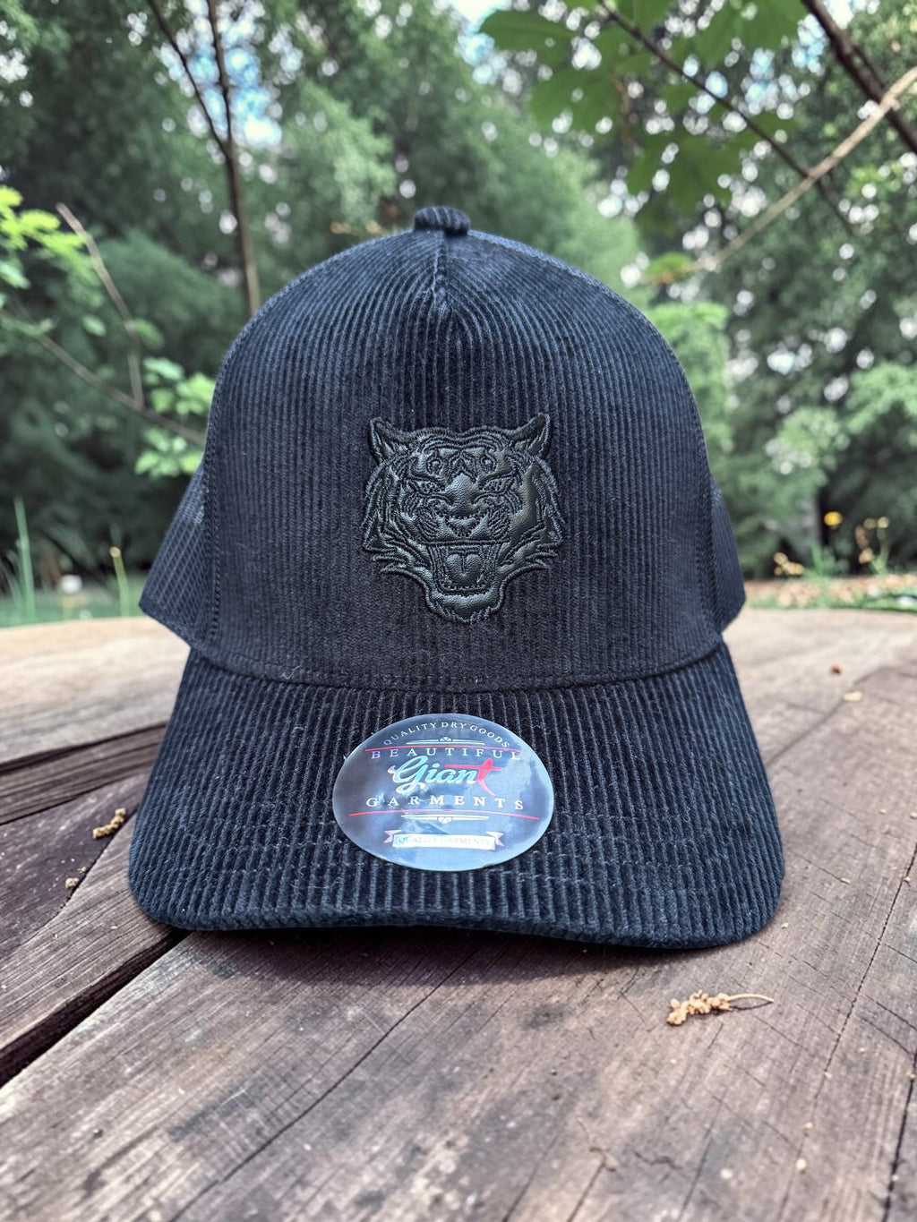 Black Suede Textured Awesome Tiger Cap