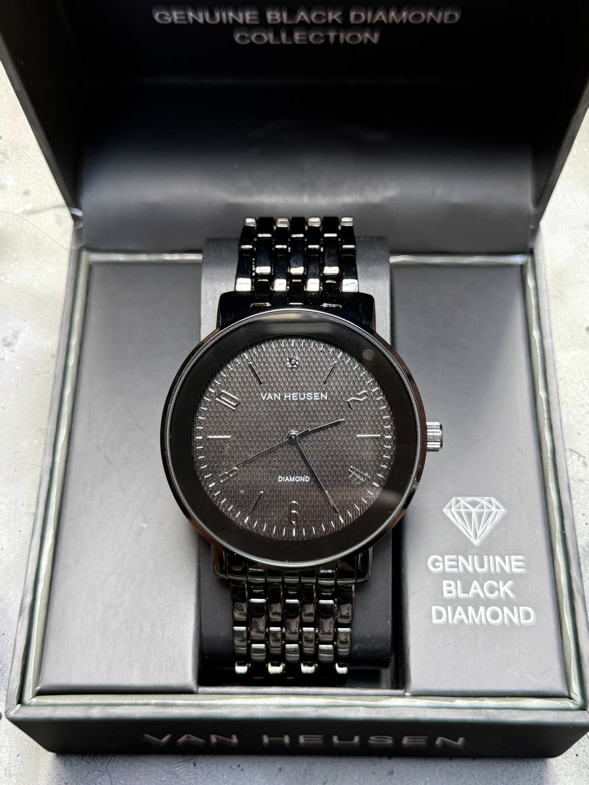 Black Van Heusen Balck Dial Watch