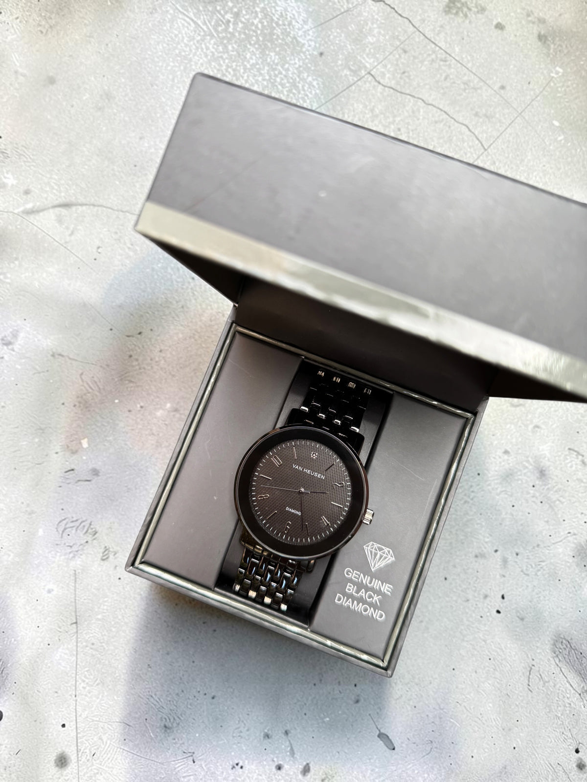 Black Van Heusen Balck Dial Watch