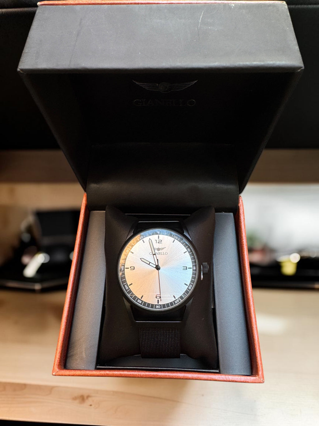 Classy Silver Dial Black Strapped Watch
