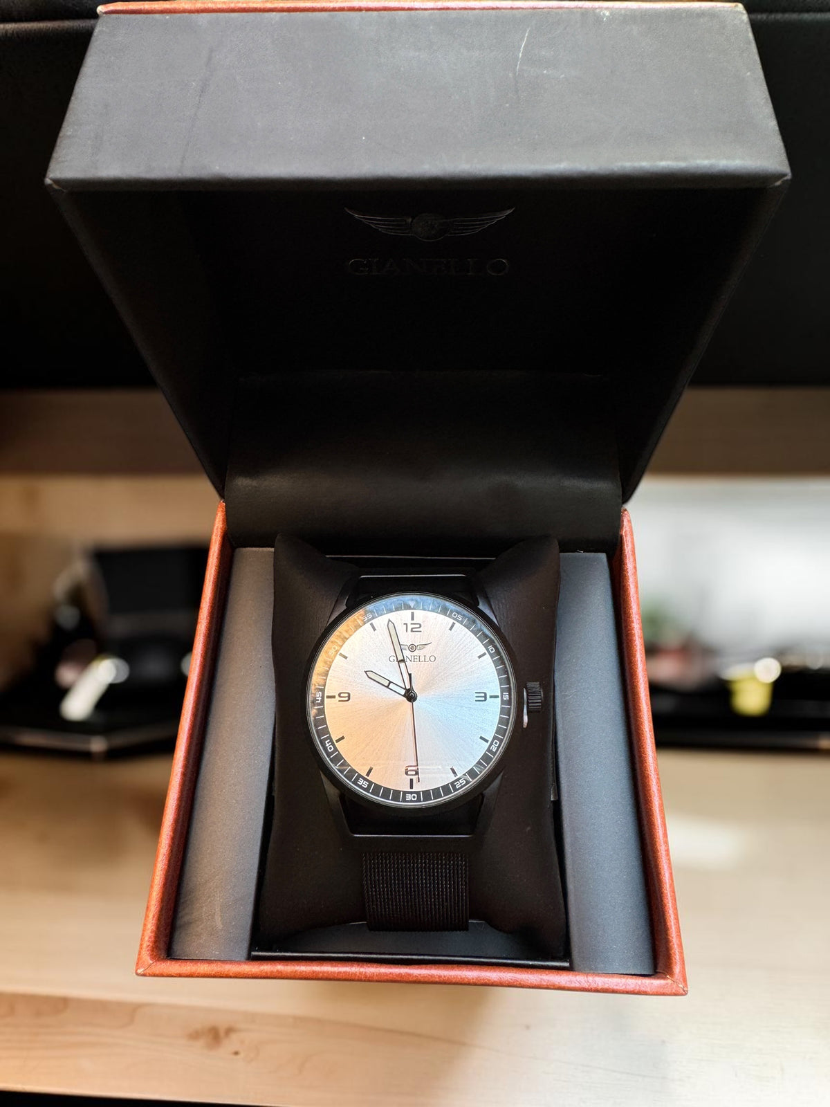 Classy Silver Dial Black Strapped Watch