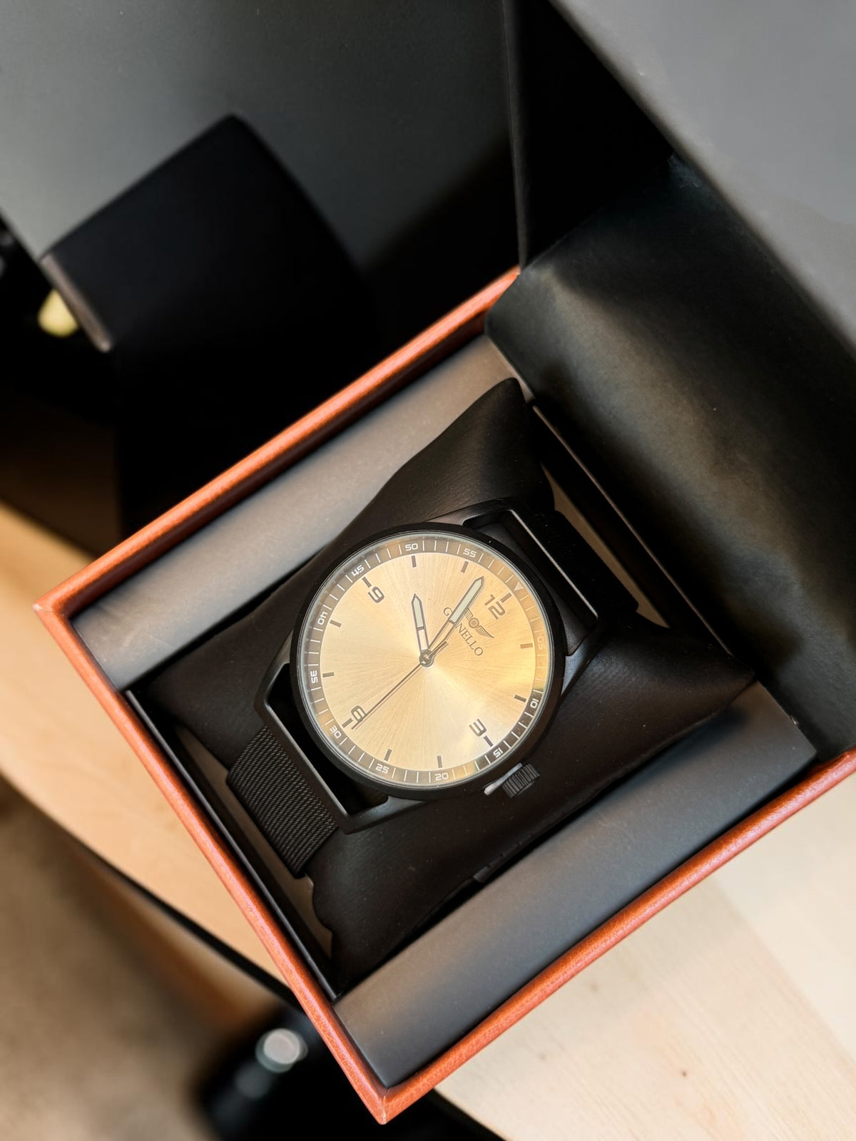 Classy Silver Dial Black Strapped Watch