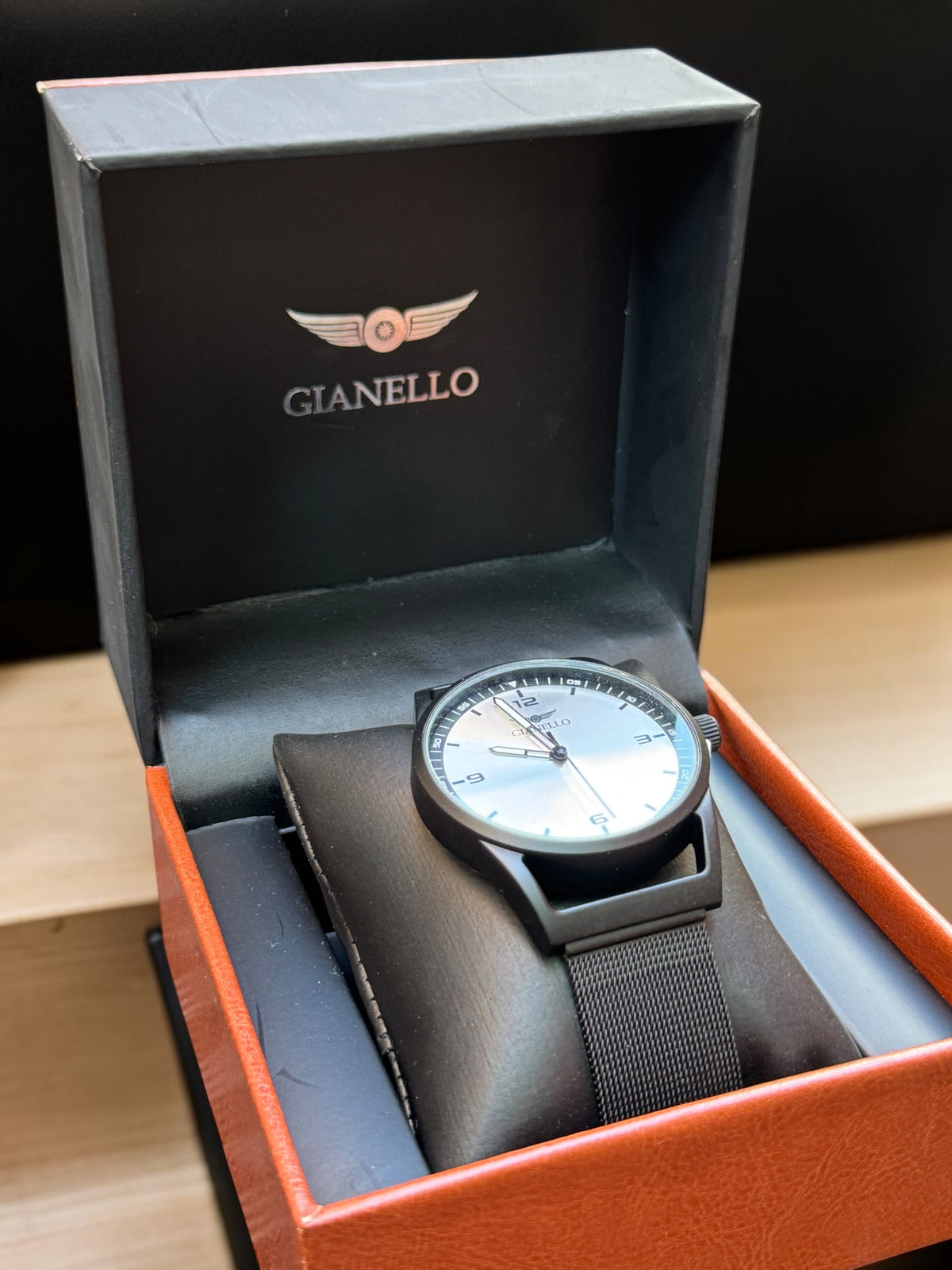 Classy Silver Dial Black Strapped Watch