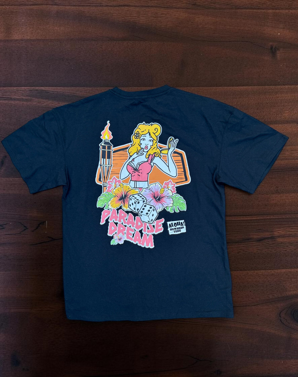 Black Aloha Hawaiian Paradise Dream Graphic Tee