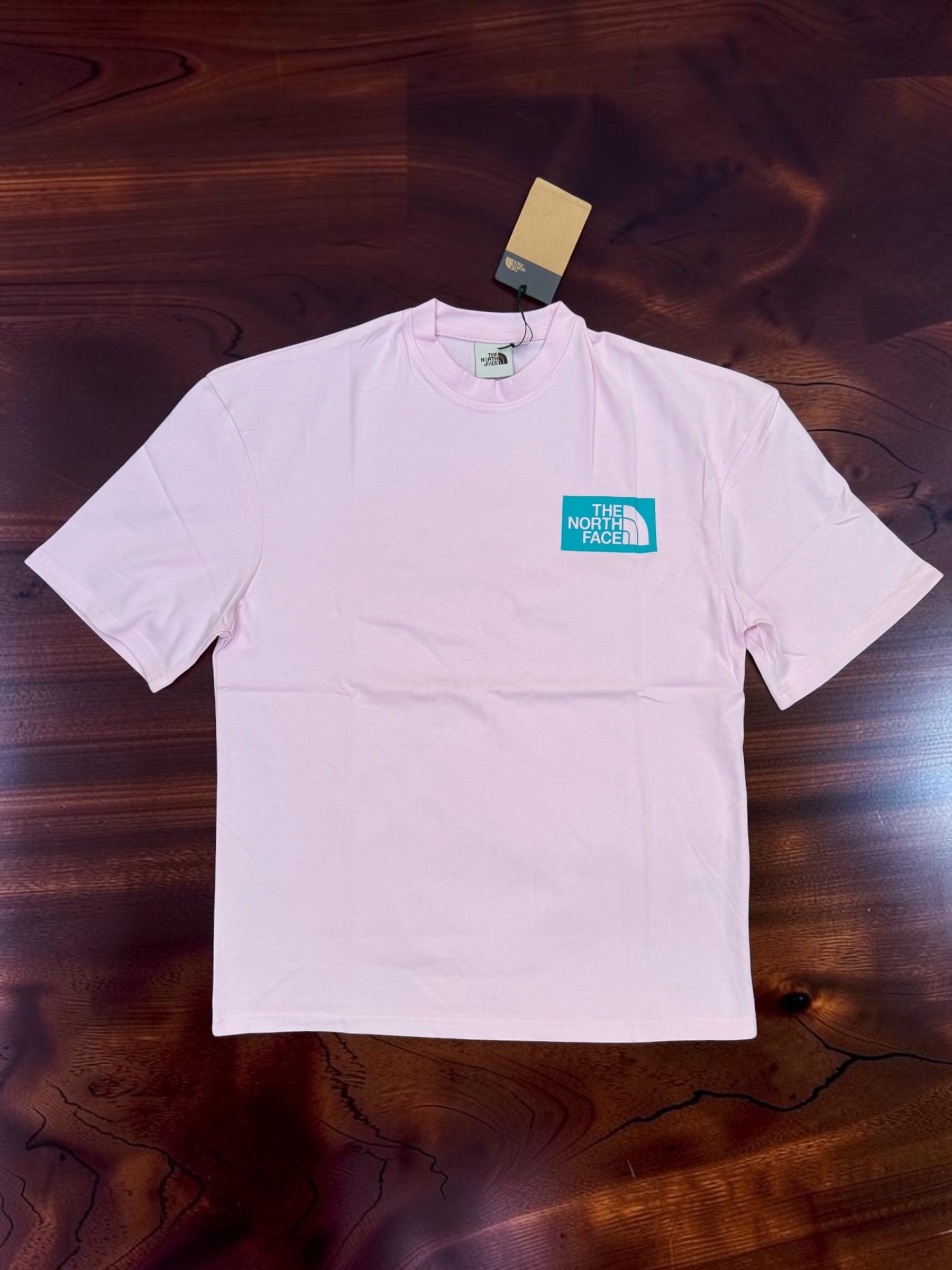 New And Exclusive Quality Made Pink With Cyan Logo T-shirt