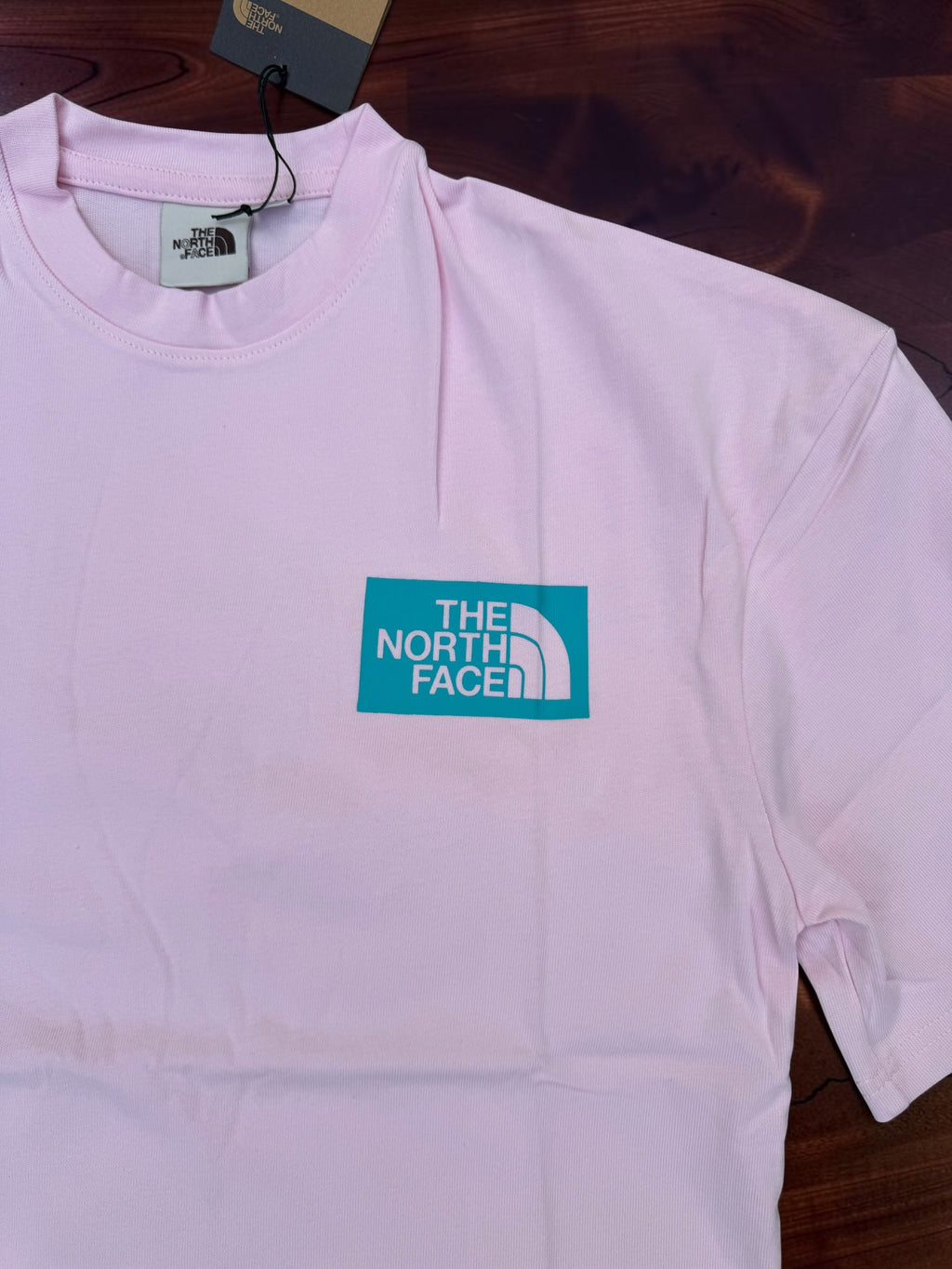 New And Exclusive Quality Made Pink With Cyan Logo T-shirt