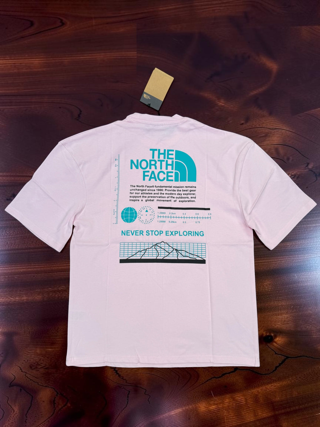 New And Exclusive Quality Made Pink With Cyan Logo T-shirt