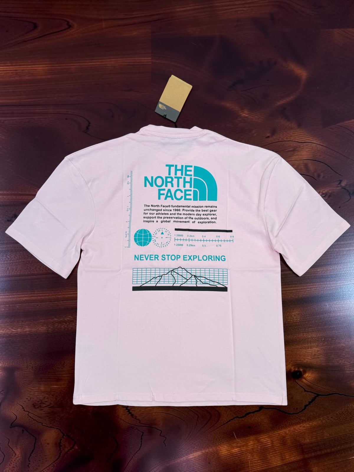 New And Exclusive Quality Made Pink With Cyan Logo T-shirt