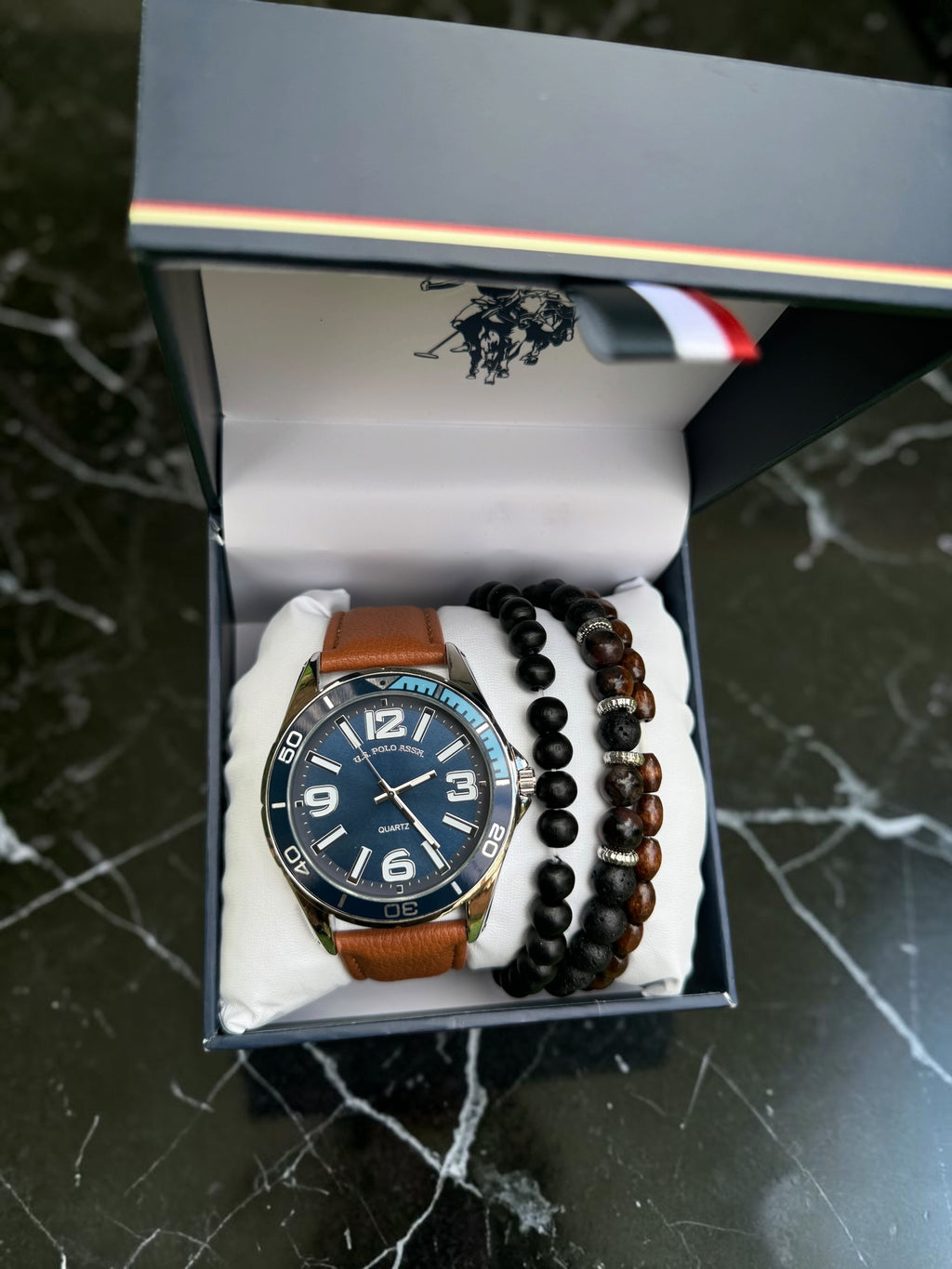 New U.S. Polo Assn Blue Dial Leather Strapped Watch
