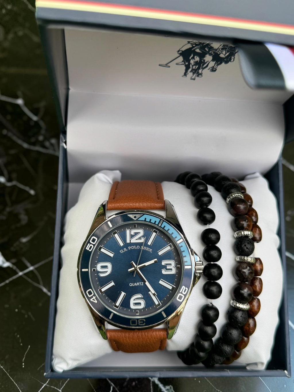 New U.S. Polo Assn Blue Dial Leather Strapped Watch