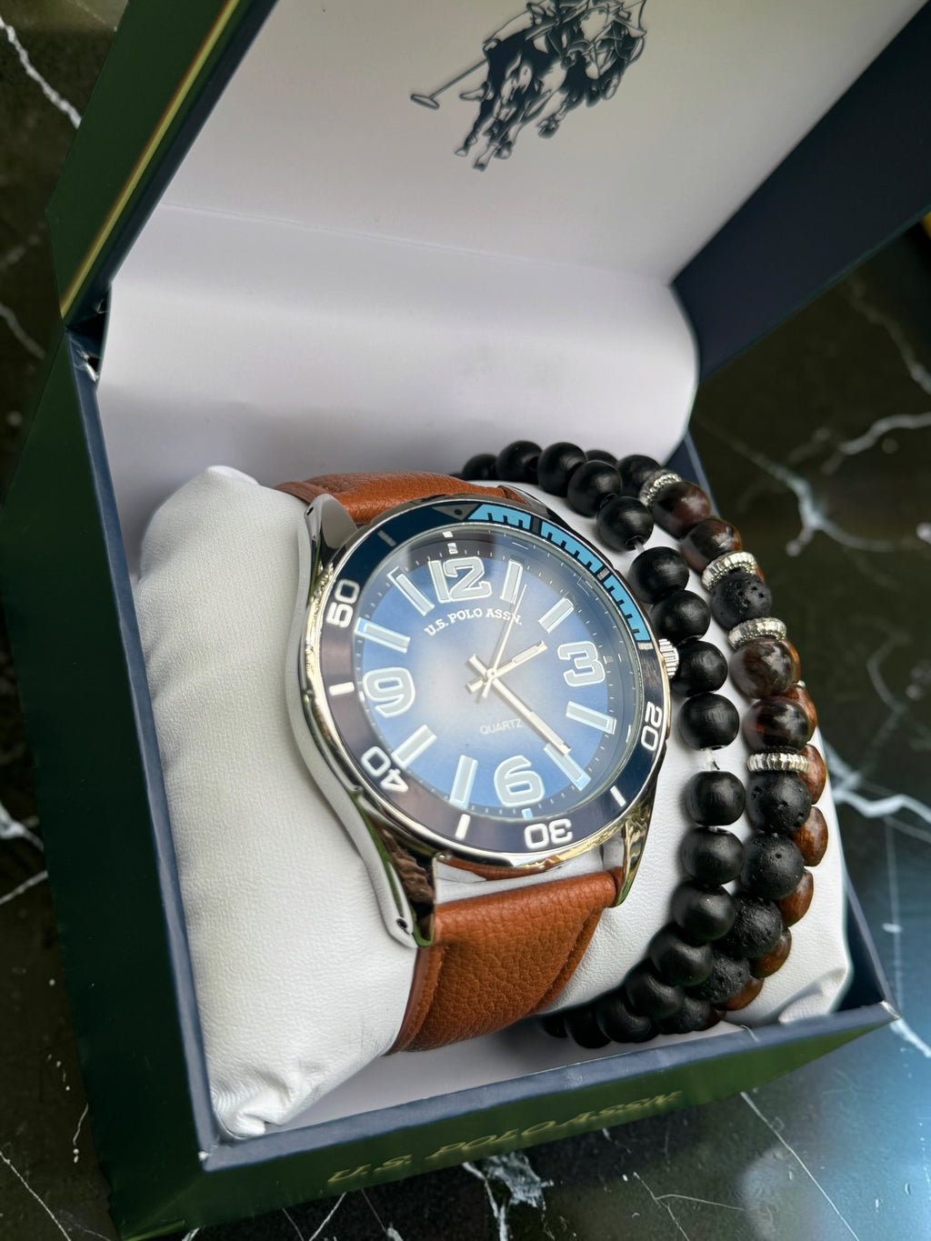 New U.S. Polo Assn Blue Dial Leather Strapped Watch