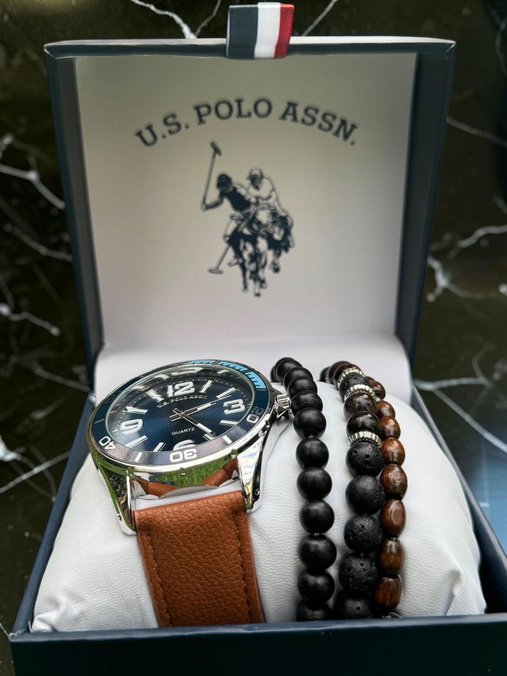 New U.S. Polo Assn Blue Dial Leather Strapped Watch