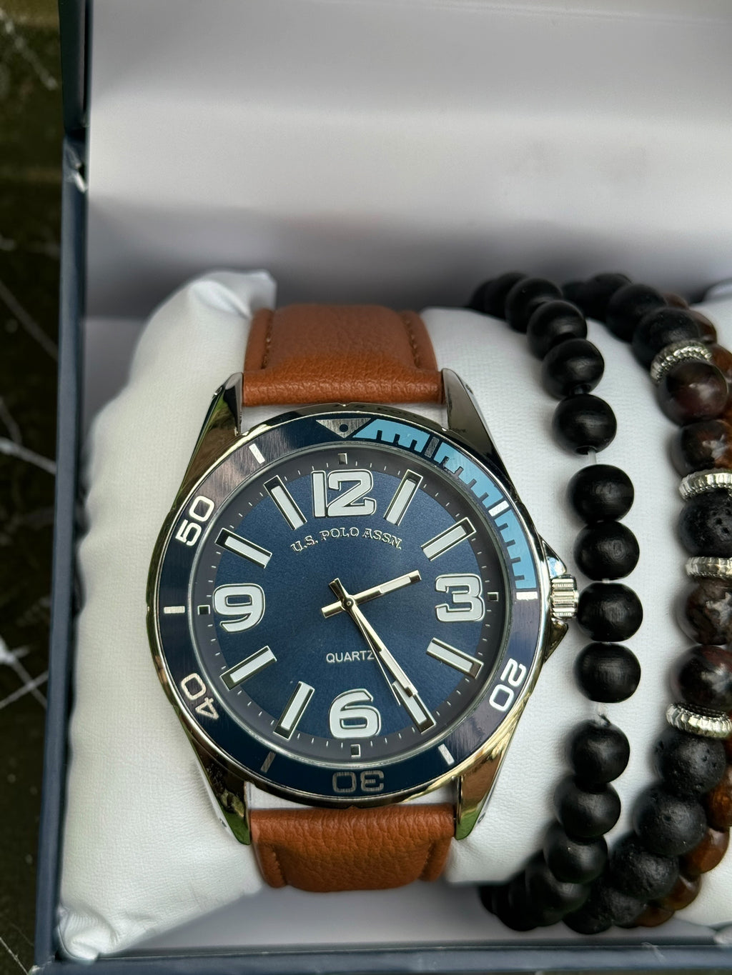 New U.S. Polo Assn Blue Dial Leather Strapped Watch
