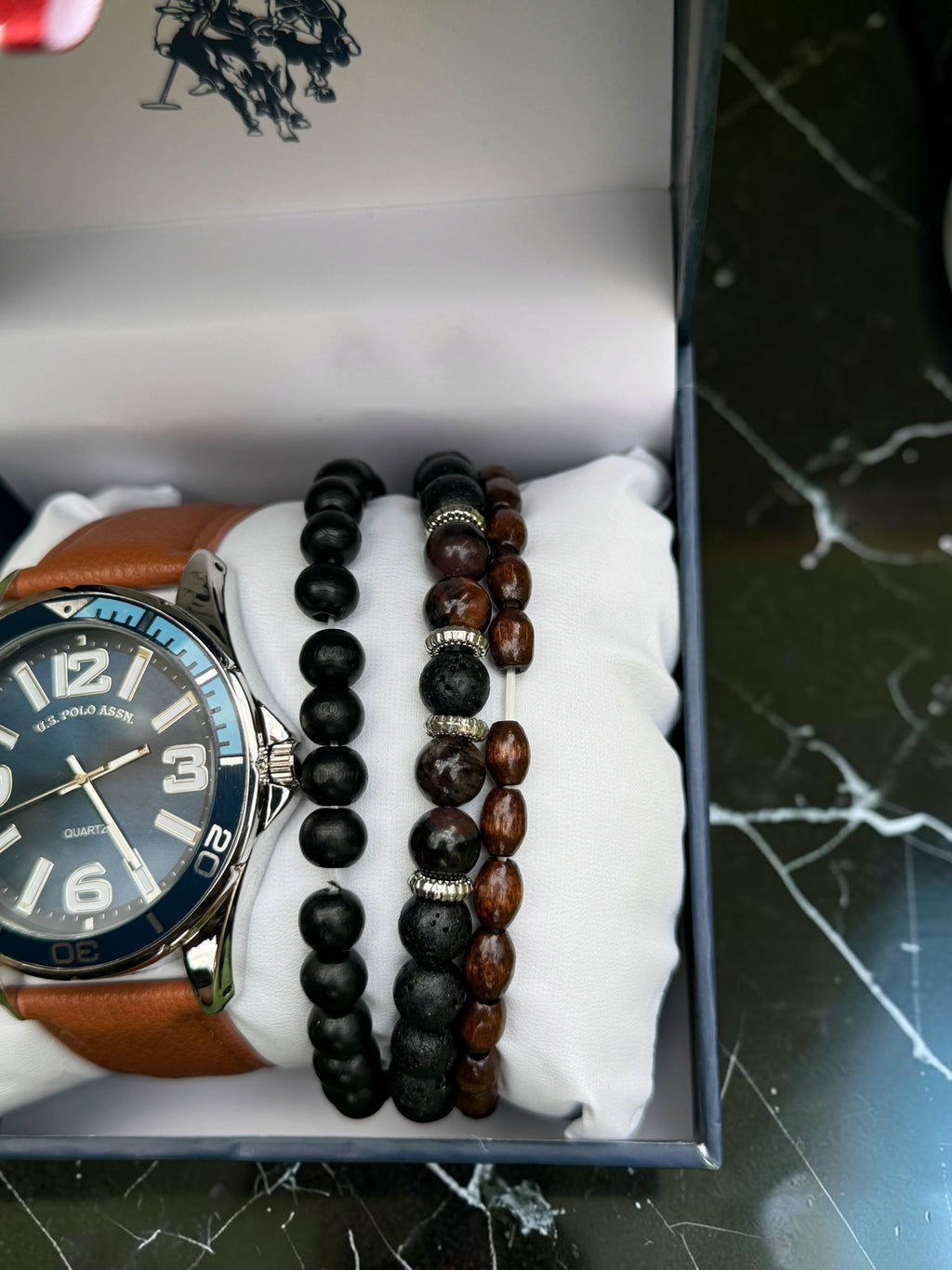 New U.S. Polo Assn Blue Dial Leather Strapped Watch