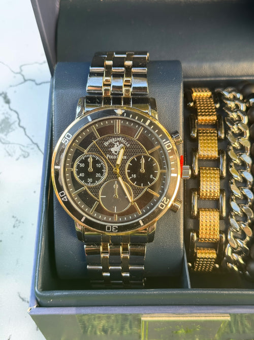 Beverly Hills Polo Club Mens Watch And Bracelet Combo