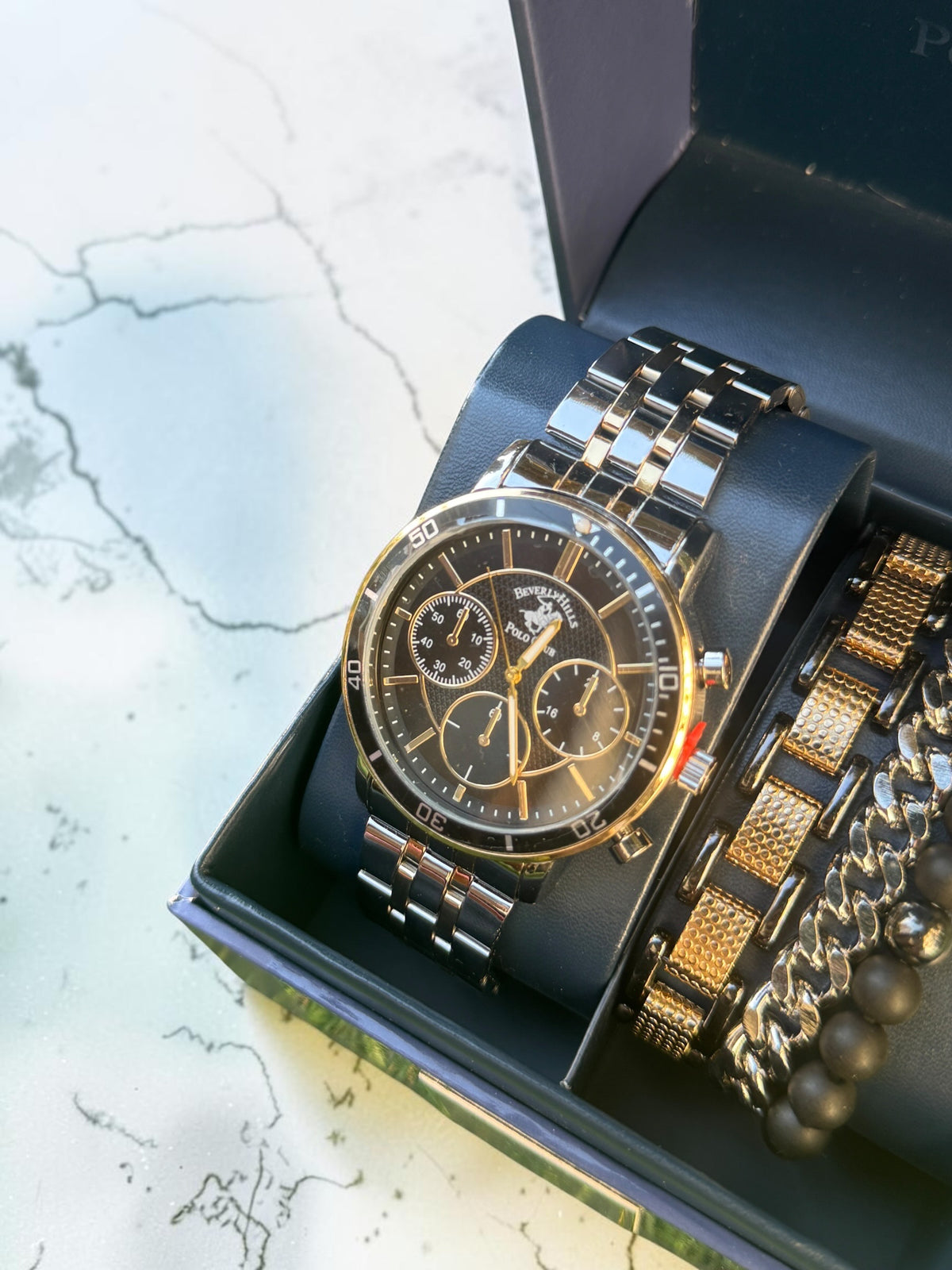 Beverly Hills Polo Club Mens Watch And Bracelet Combo