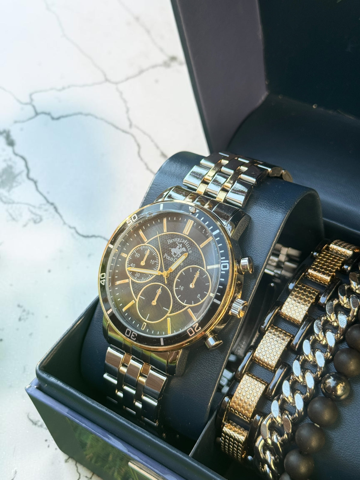 Beverly Hills Polo Club Mens Watch And Bracelet Combo