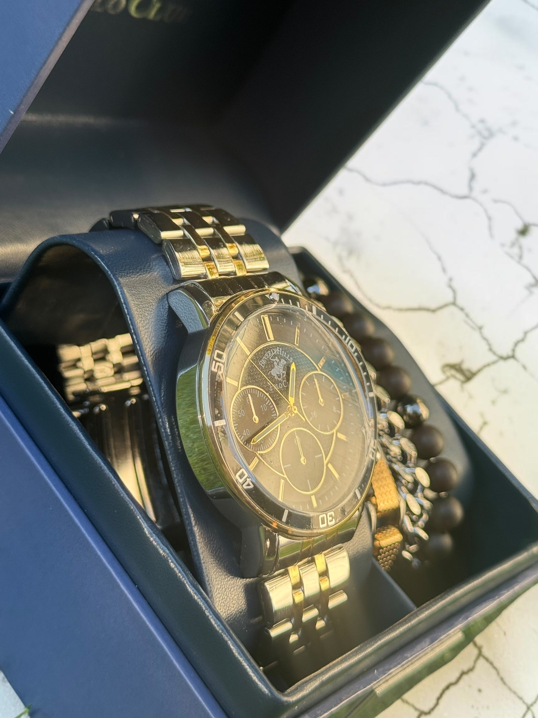 Beverly Hills Polo Club Mens Watch And Bracelet Combo
