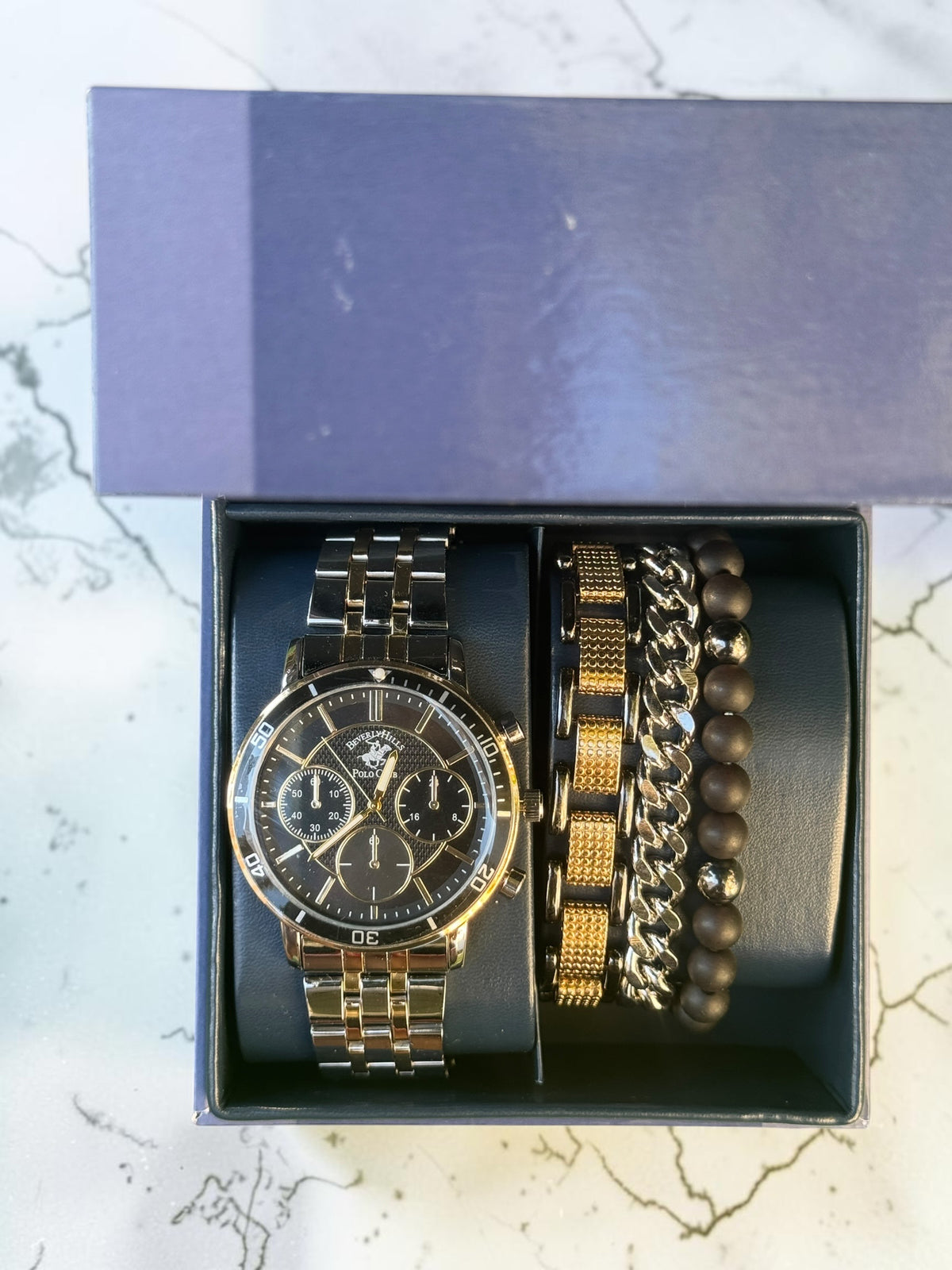 Beverly Hills Polo Club Mens Watch And Bracelet Combo