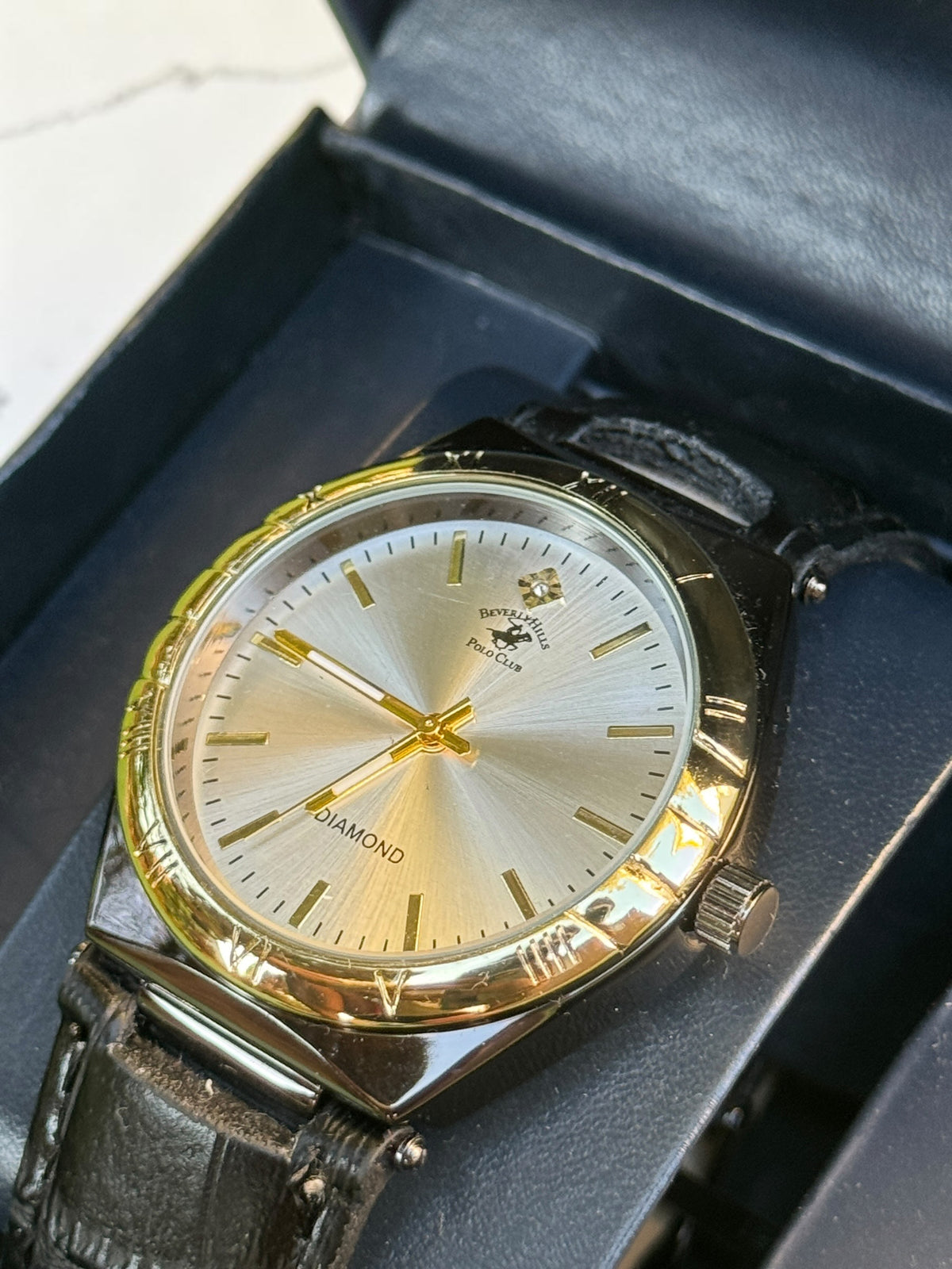 Beverly Hills Polo Club Vintage Looking Golden Outer Leather Watch