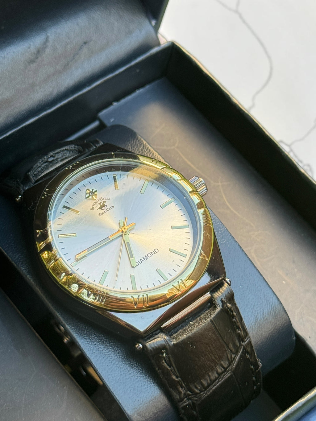 Beverly Hills Polo Club Vintage Looking Golden Outer Leather Watch