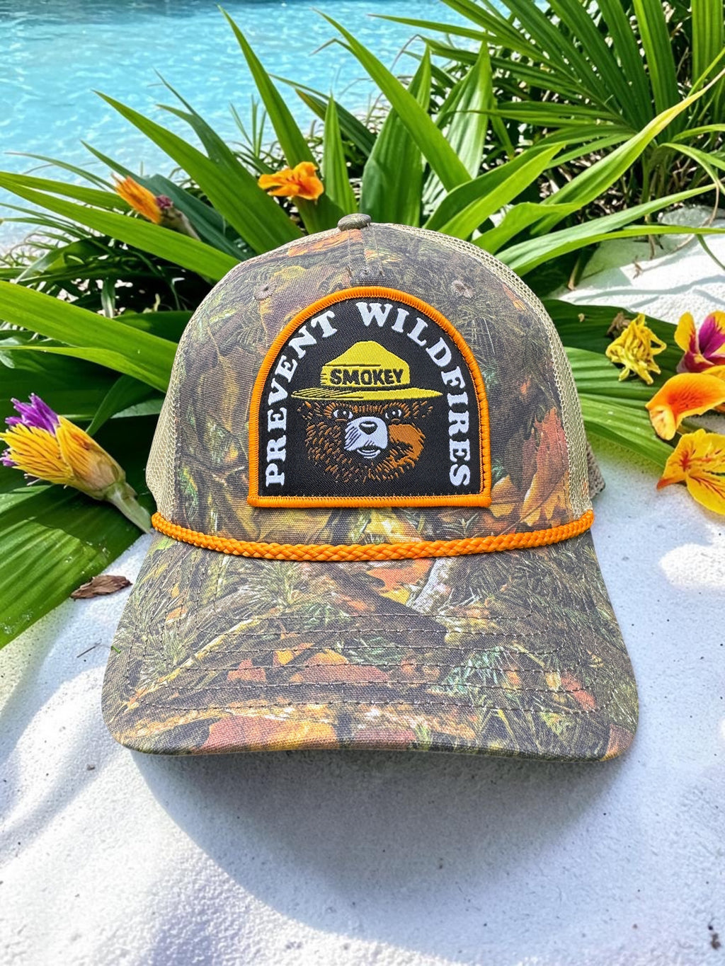 Smokey Bear Prevent Wildfires Camo Trucker Cap