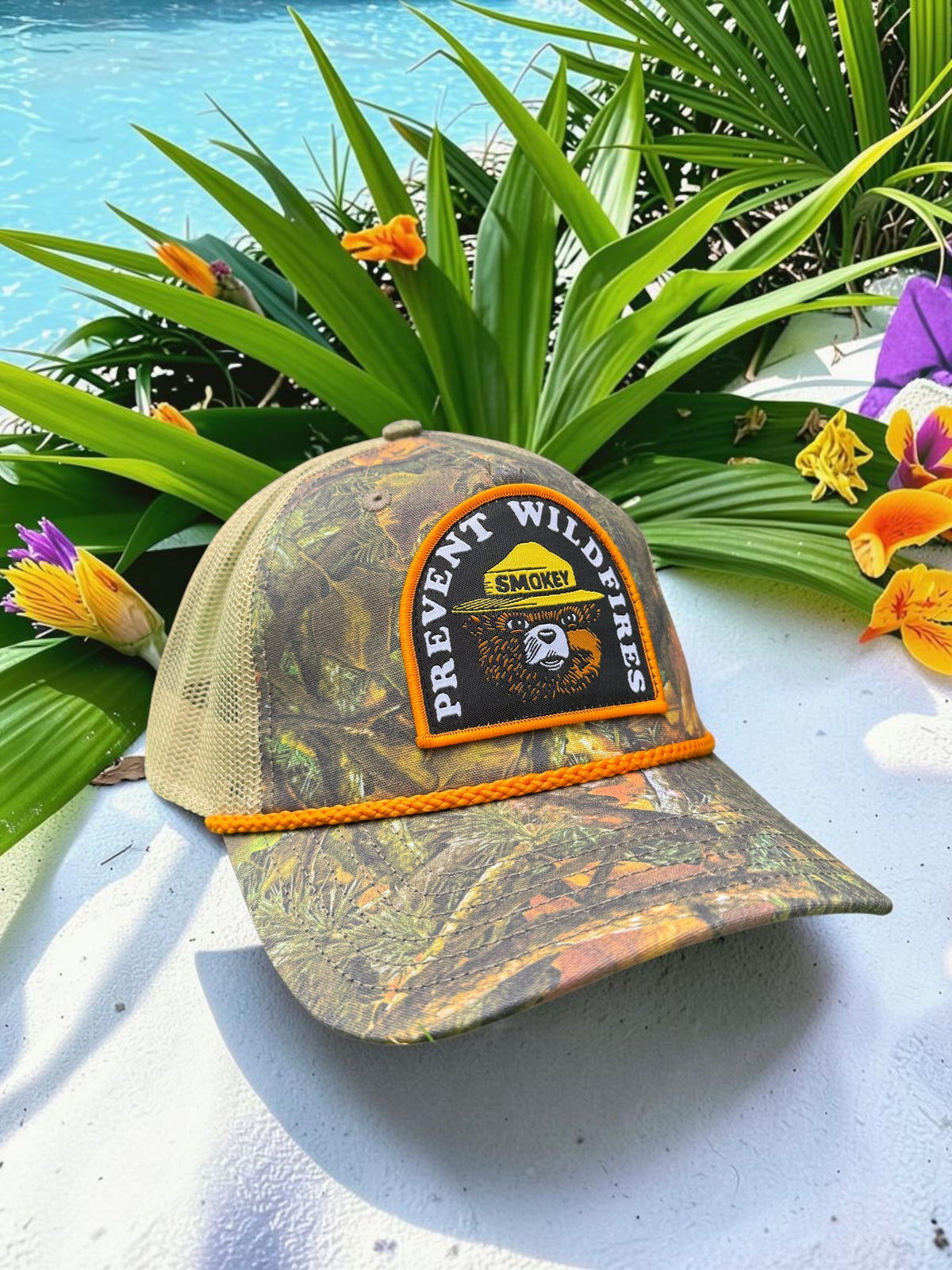 Smokey Bear Prevent Wildfires Camo Trucker Cap