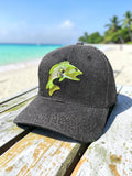 Bass Fish Embroidered Baseball Cap Dark Grey