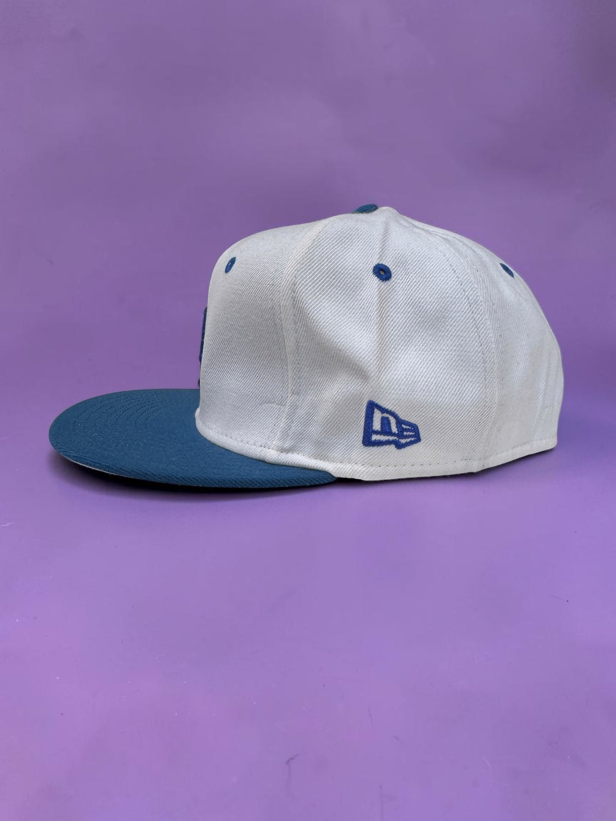 White and Blue LA Baseball Snapback