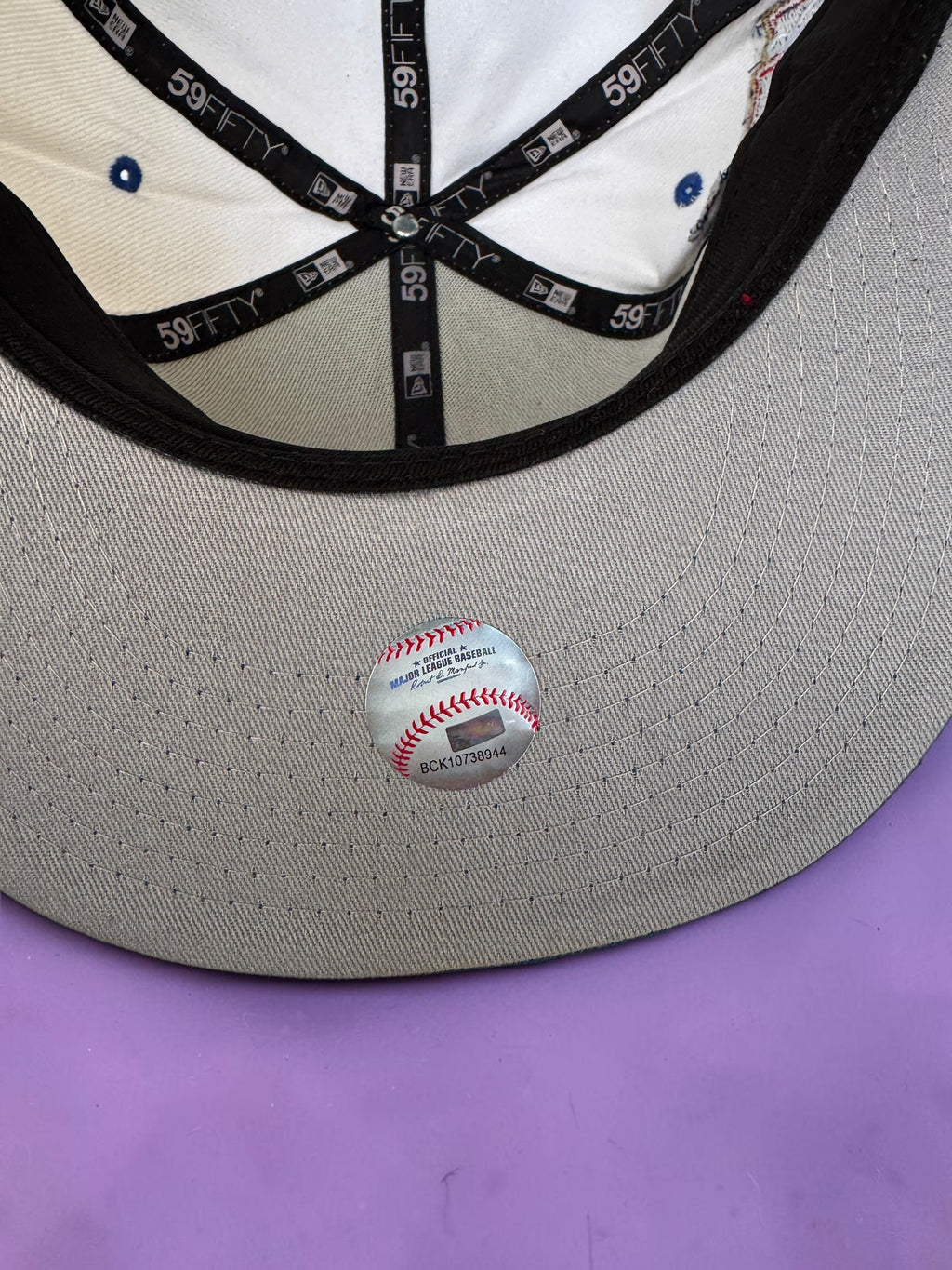 White and Blue LA Baseball Snapback