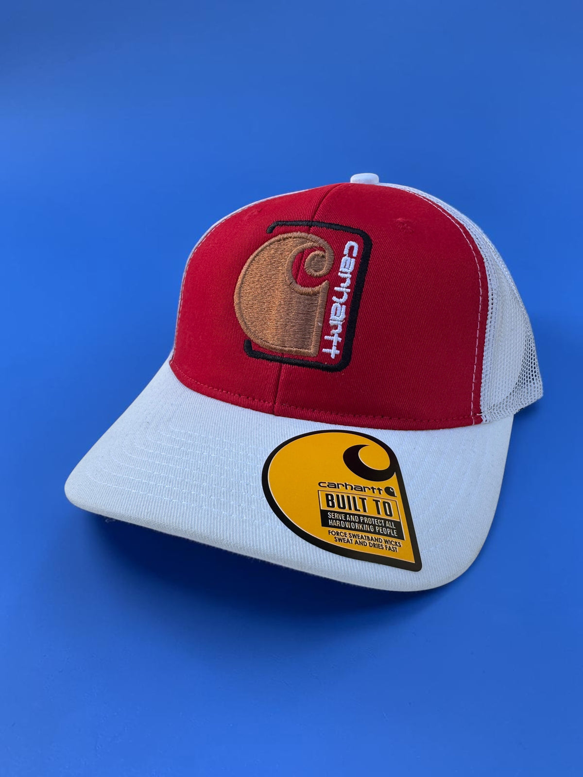 Red and White Netted Back Trucker Hat