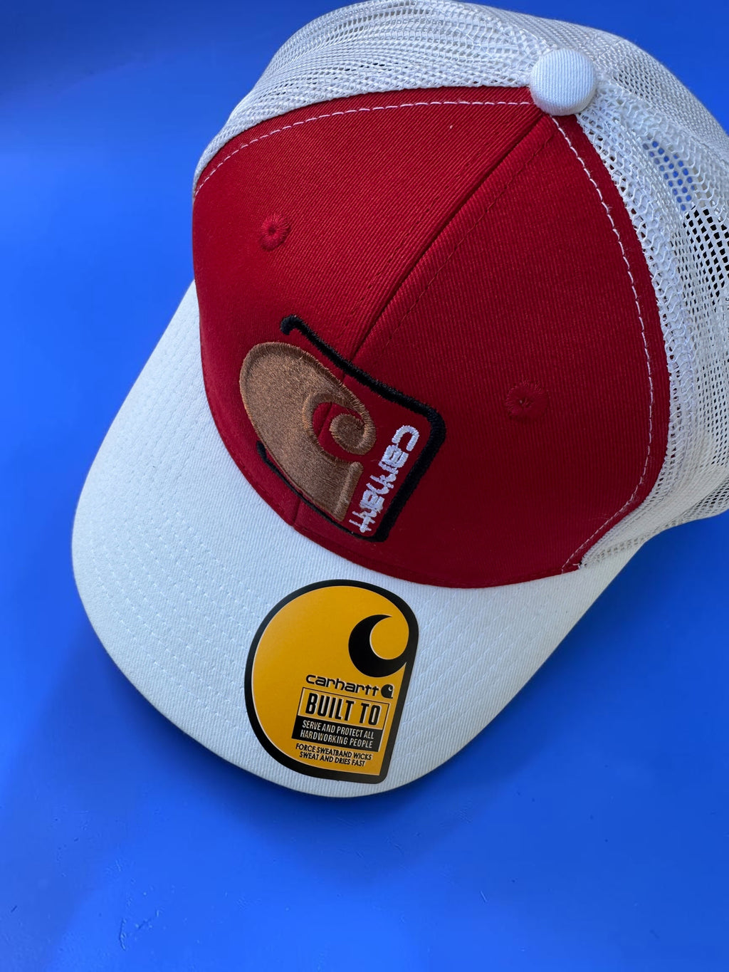 Red and White Netted Back Trucker Hat