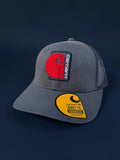 Grey and Red Netted Back Trucker Hat