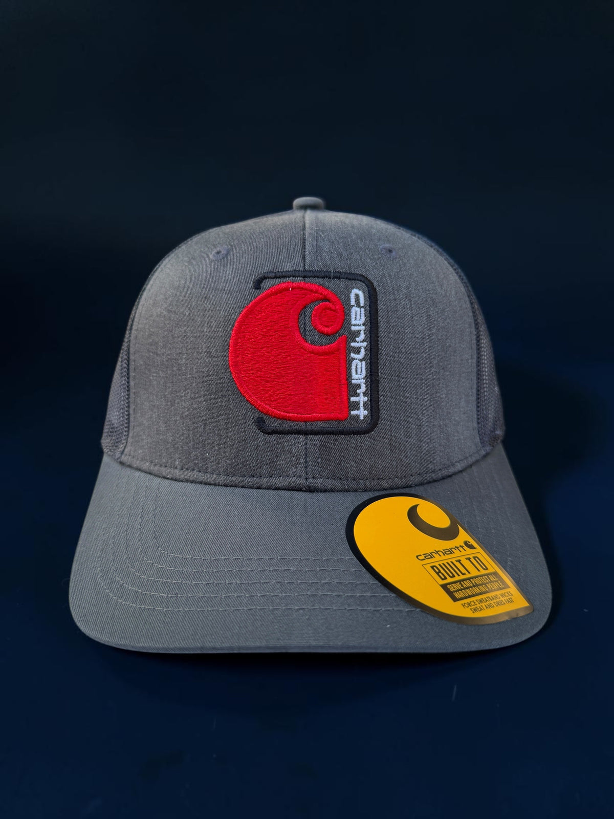 Grey and Red Netted Back Trucker Hat