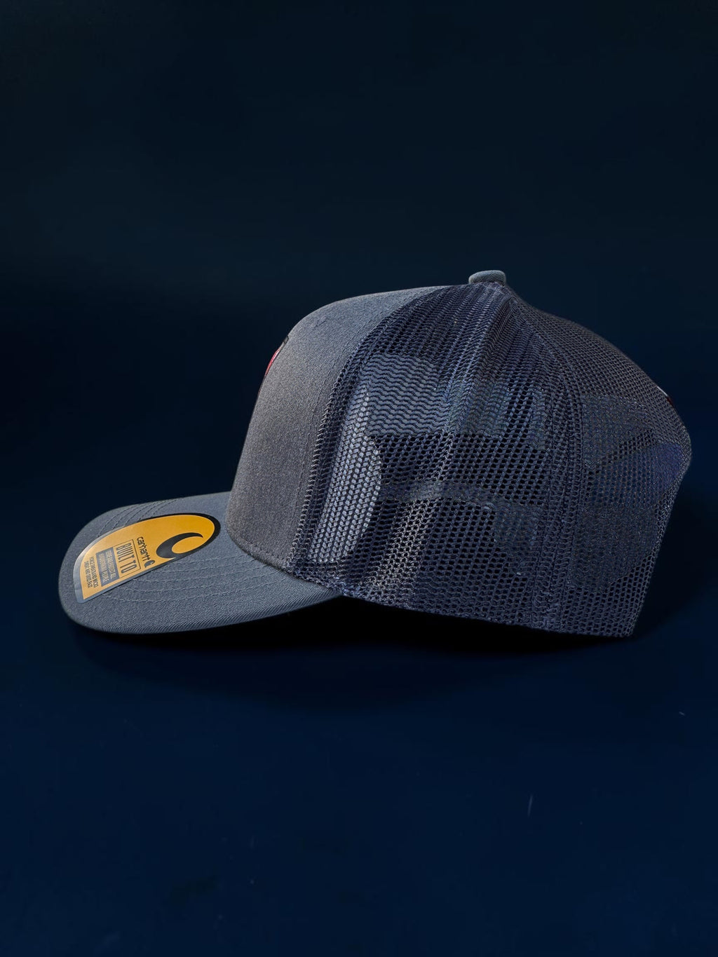 Grey and Red Netted Back Trucker Hat