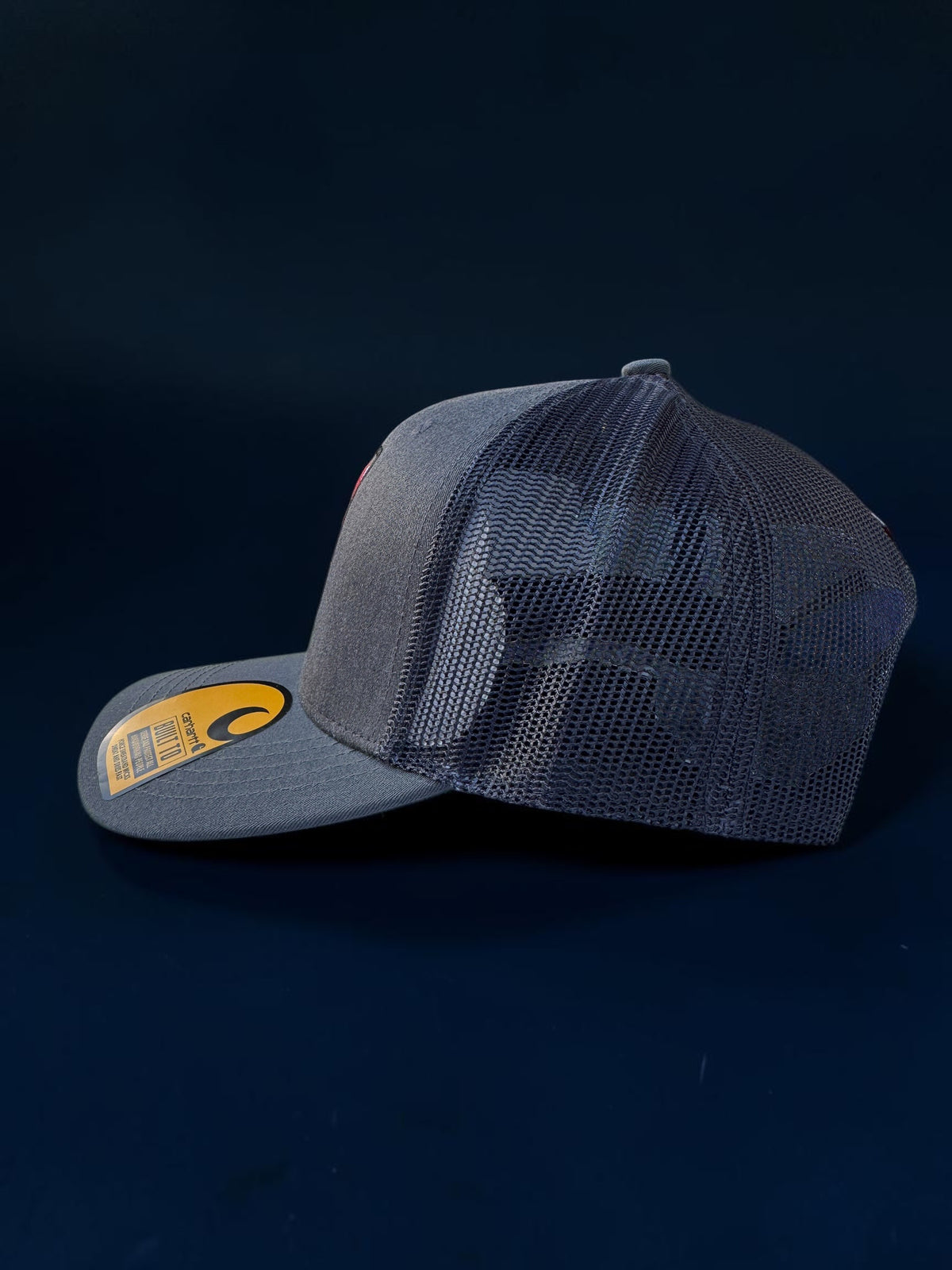 Grey and Red Netted Back Trucker Hat