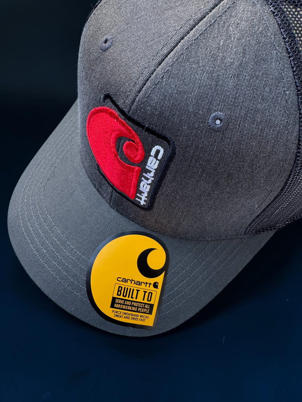 Grey and Red Netted Back Trucker Hat
